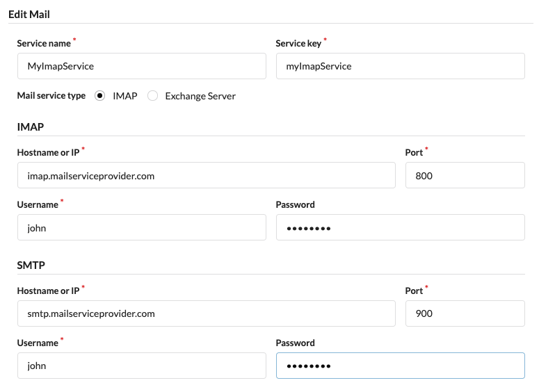 Creating/editing an IMAP mail-service