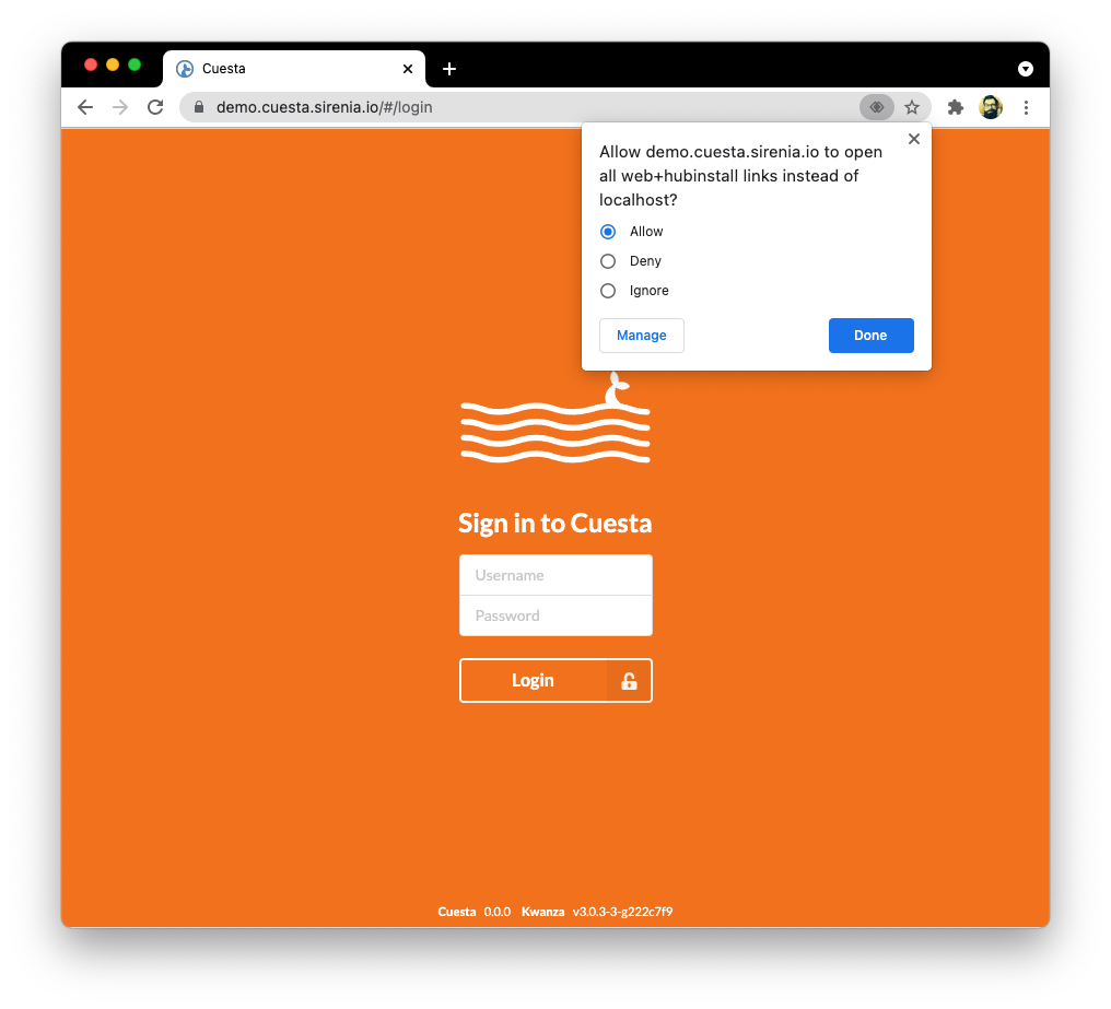 Allow Chrome to handle web+hubinstall links