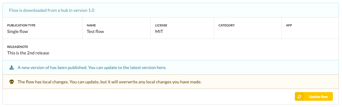 Update a flow from its settings page