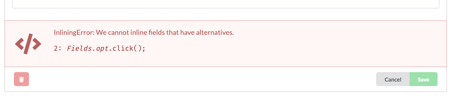 Validation error on inlining