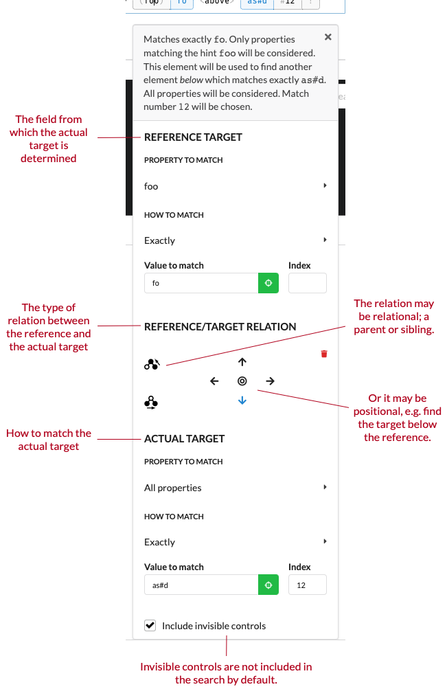 The editor menu for the last/tail element