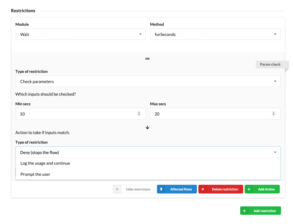Check parameters on Wait.forSeconds
