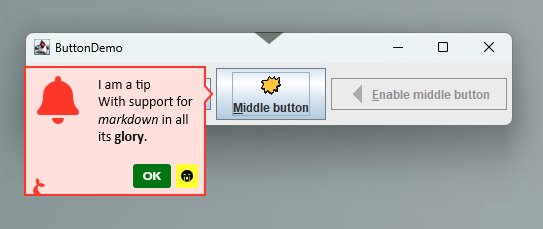 Tip with custom buttons