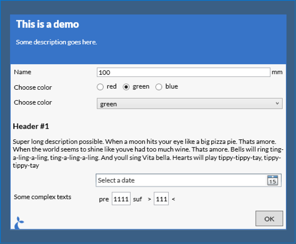 Input dialog examples