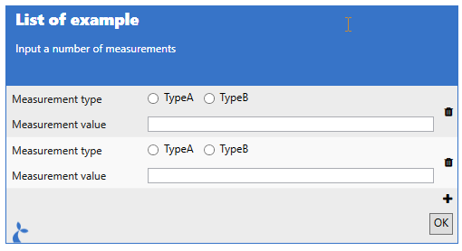 LISTOF dialog input